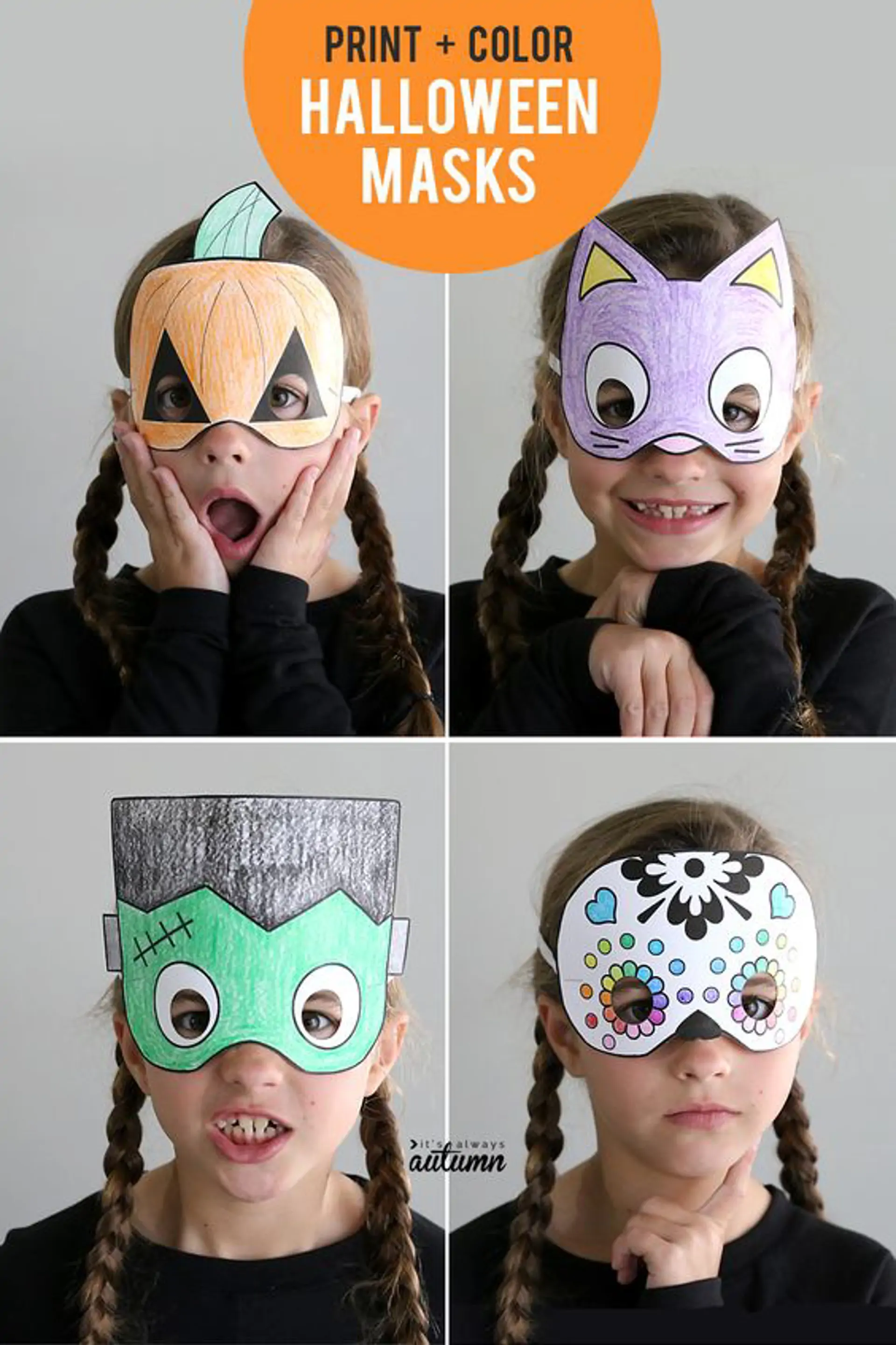 Fun Halloween masks to print for kids