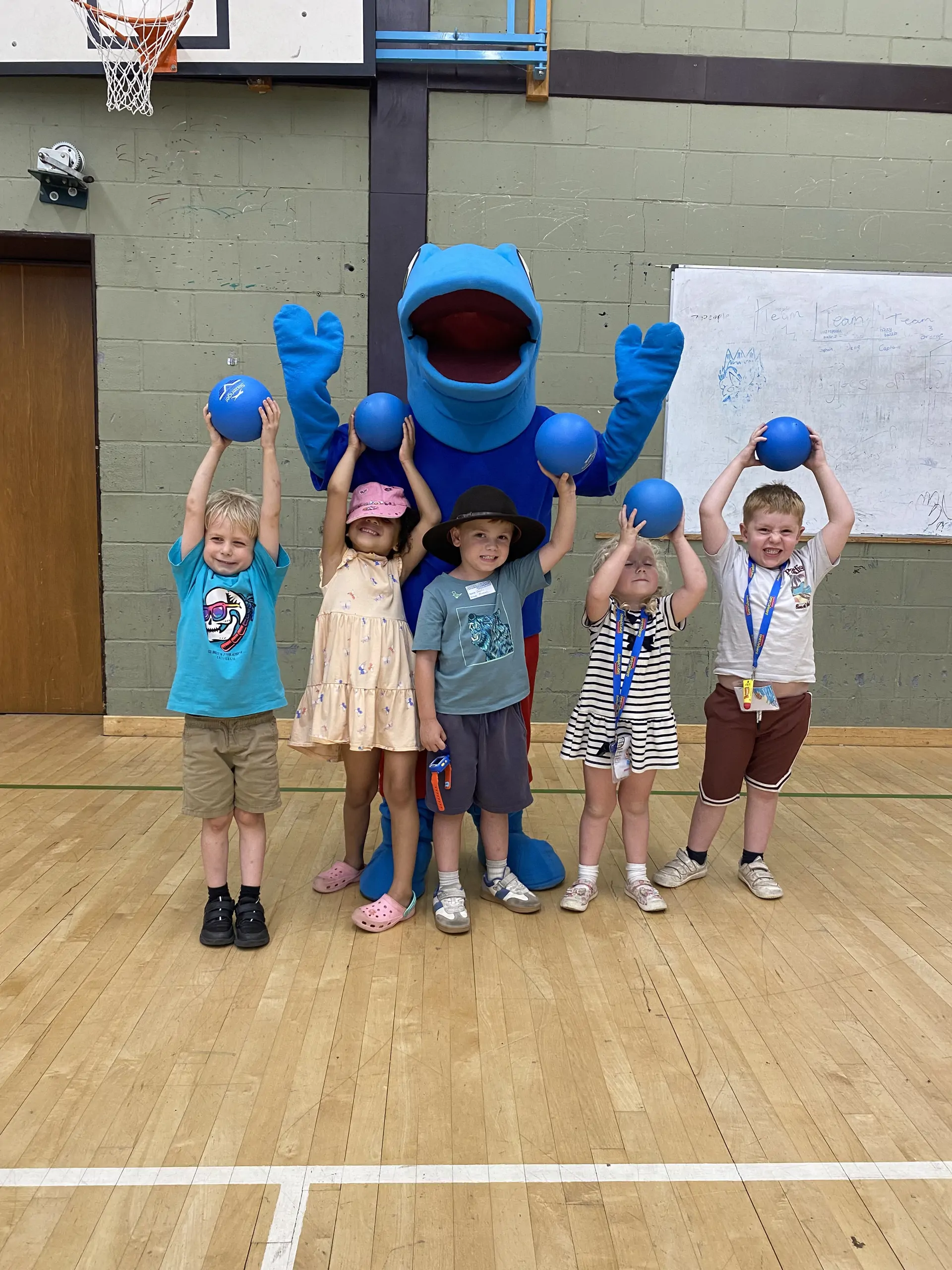 Barracudas Huntingdon camp sports hall group with Billy Barracuda.jpg