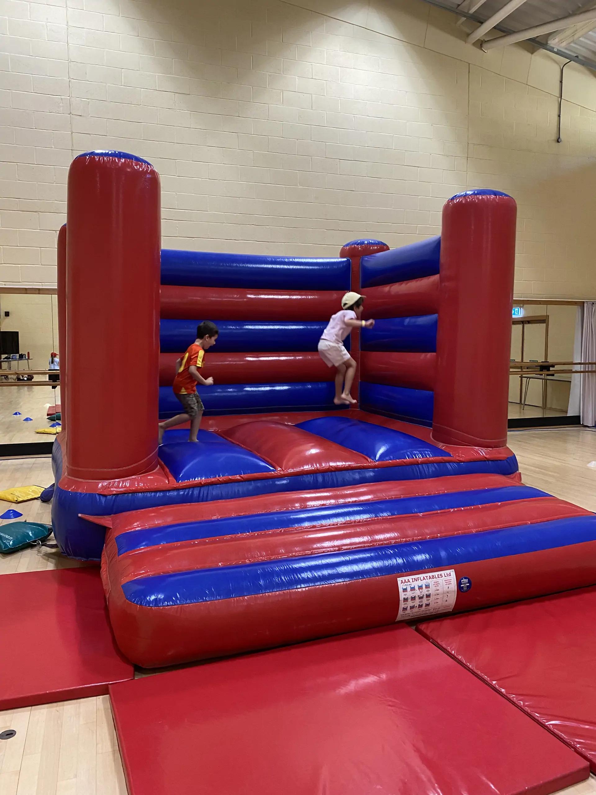 Bouncy castle in the sports hall at High Wycombe Barracudas camp.jpg